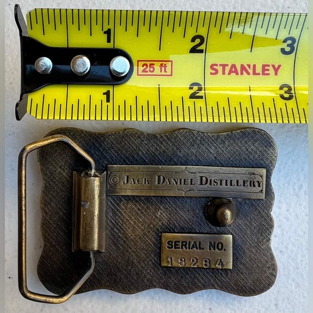 Vintage Metal Jack Daniels No 7 Whiskey Belt Buckle Cowboy Western W/Serial # - Picture 3 of 4